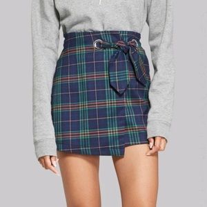 Wild Fable Navy Plaid Mini Skirt NWT